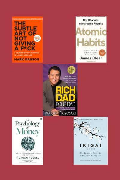5 Books Set Combo Set Atomic + Psychology + Rich dad + Ikigai + Subtal art