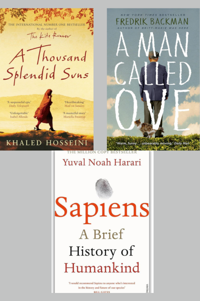 Sapiens + A man called ove +A Thousand Splendid Suns